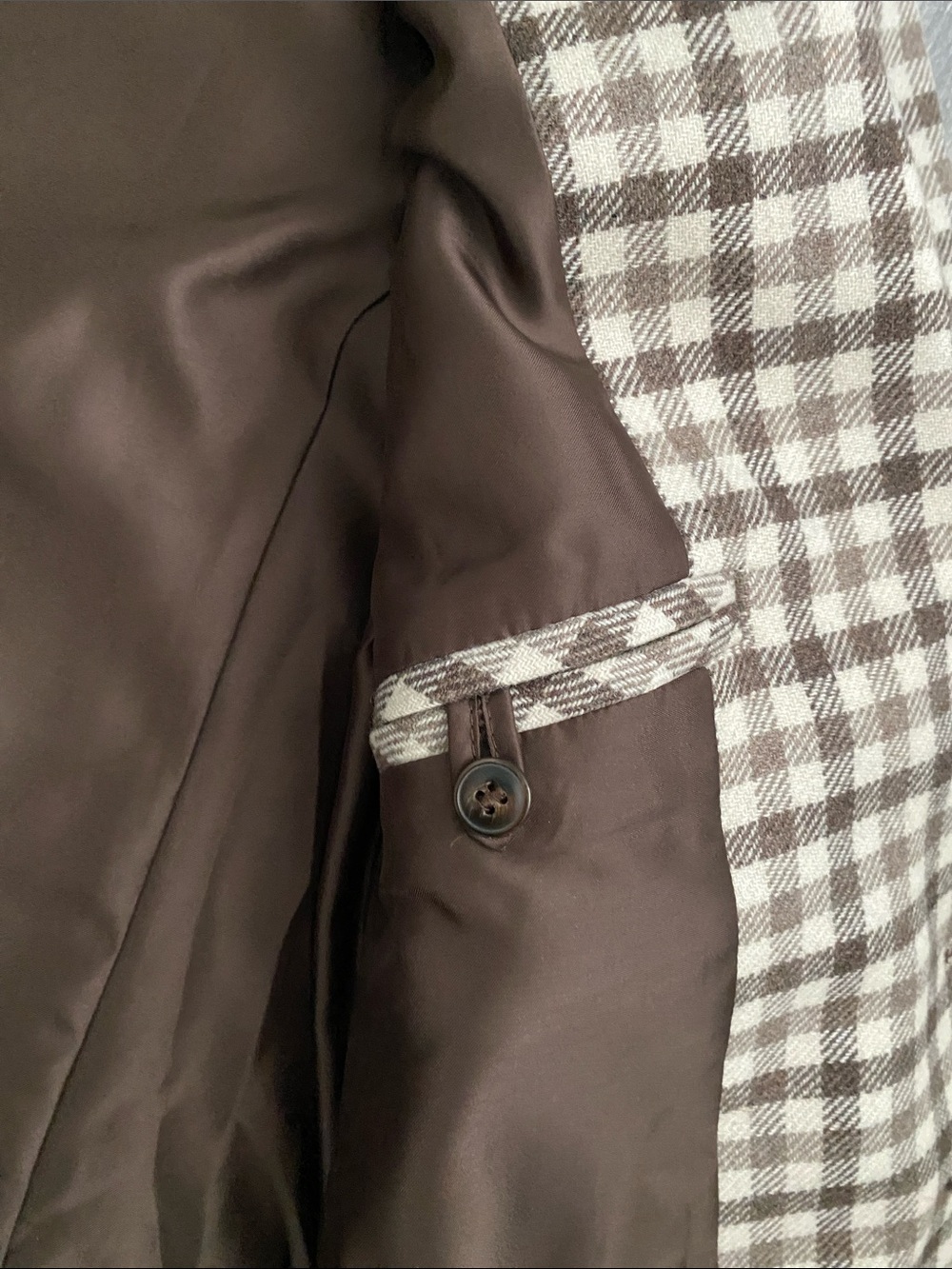Madewell Larsen Blazer Undyed Wool Check Brown & Cream Plaid Single-Button $175 - Picture 11 of 13